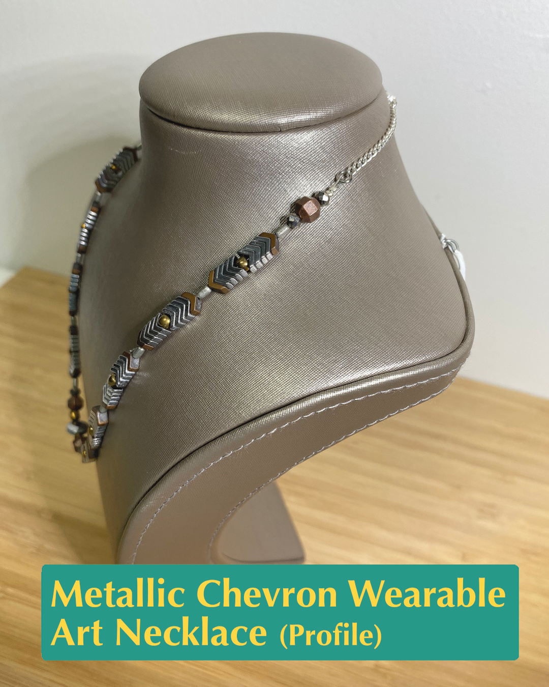 Metallic Chevron Wearable Art Necklace