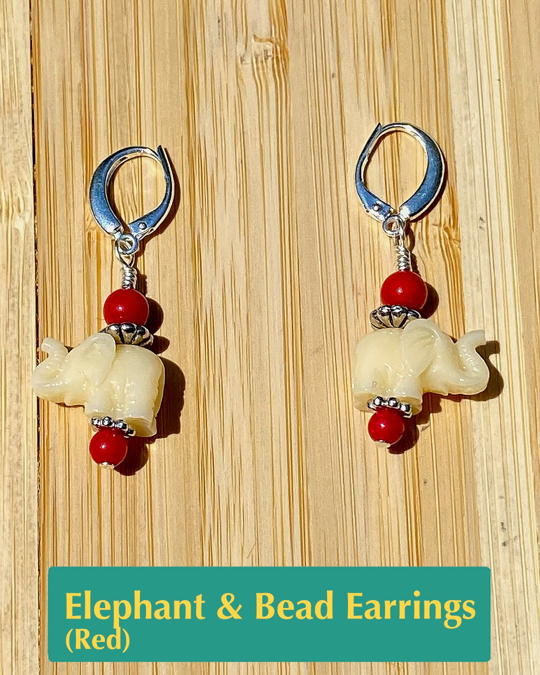 Elephant & Bead Earrings