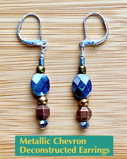 Handmade, wearable art lever back earrings in silver, bronze, and gold